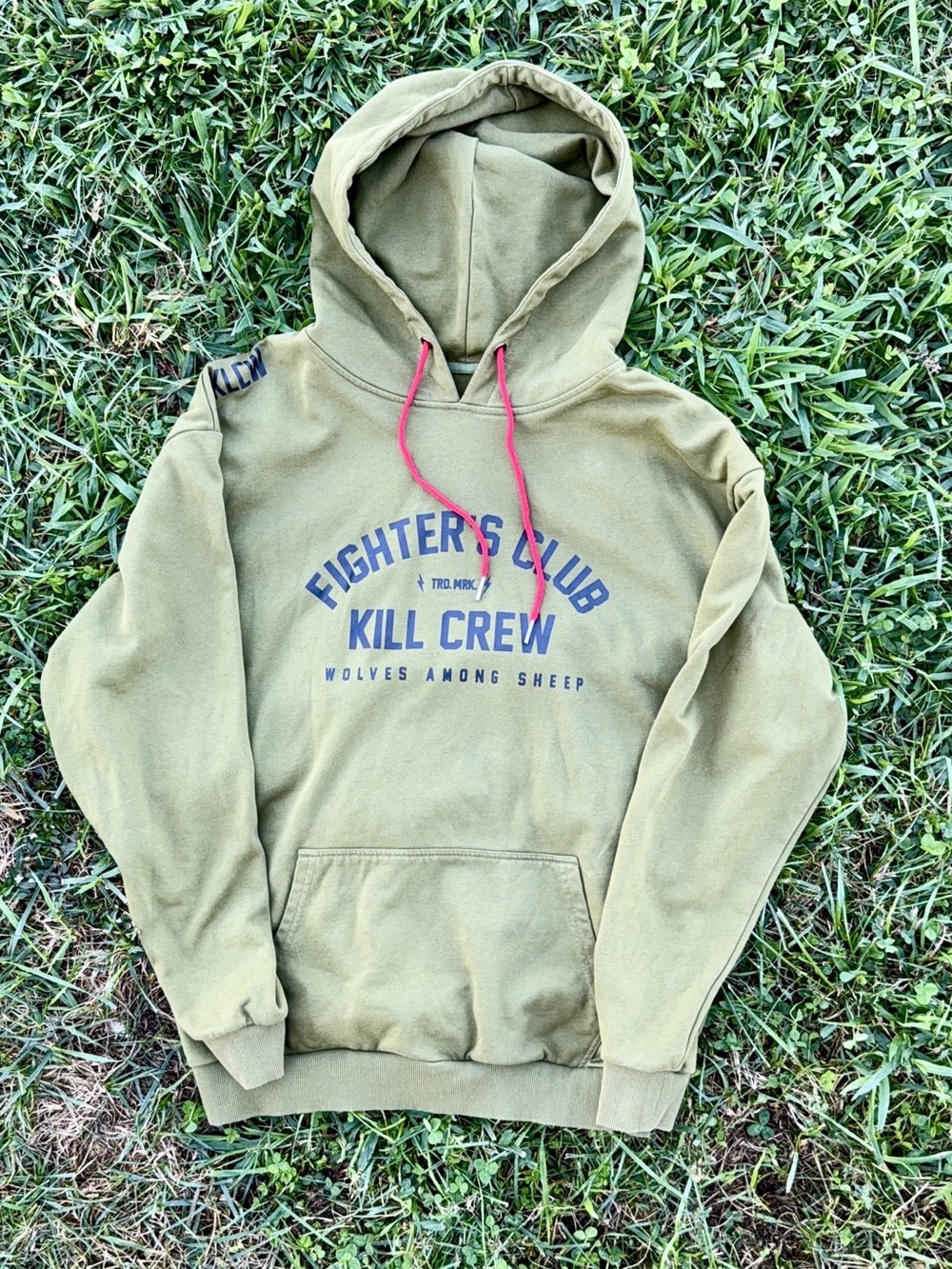 Kill Crew Fighter's Club Hoodie - Olive Green with Red drawstring- Size XL t try